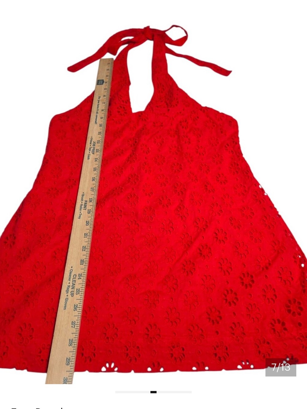 Free People Red Eyelet Halter Slip Dress - Picture 3 of 7